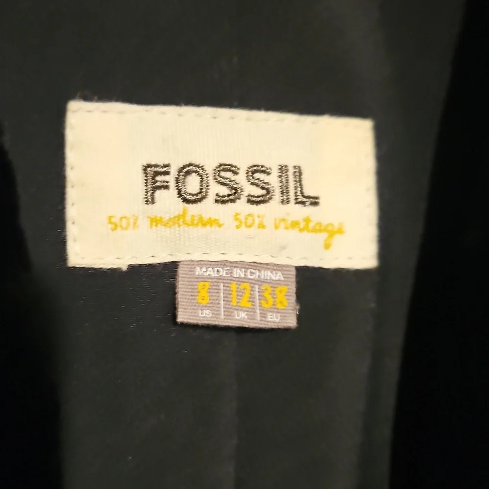 FOSSIL Vintage Black Velvet Blazer 8.